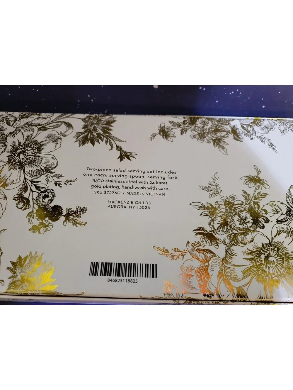 McKenzie Childs Gold Plated Salad Serving Set NEW IN BOX Check Pattern